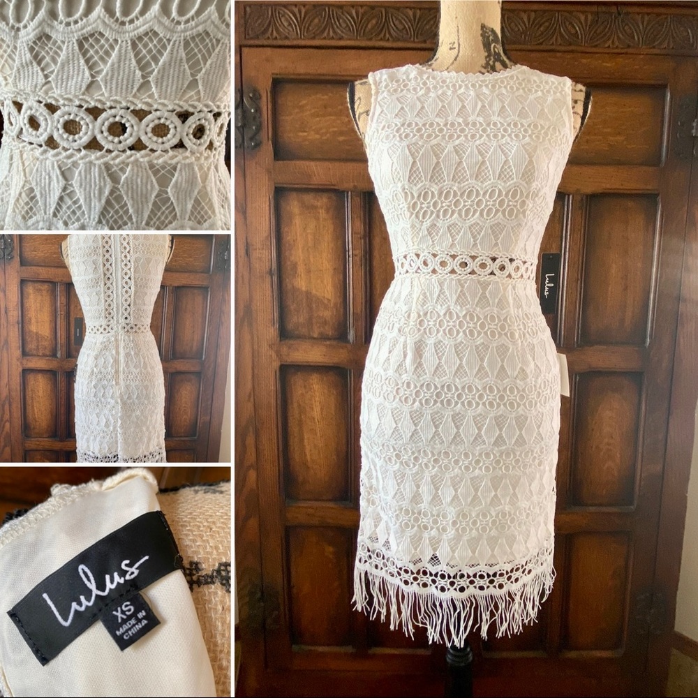 LuLus white lace dress, perfect for all bridal, sorority events!